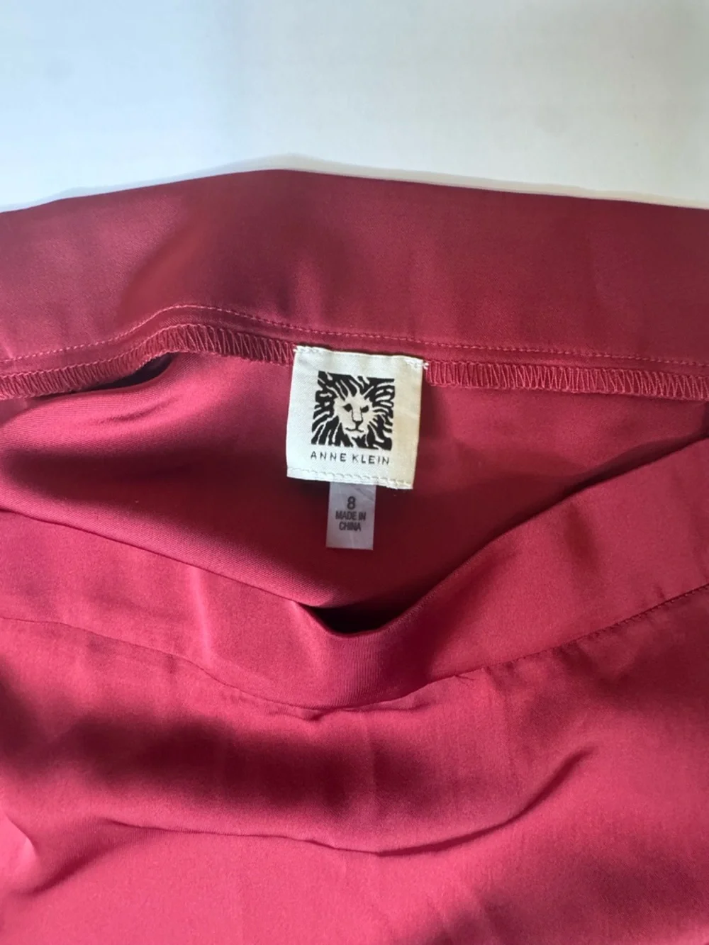 Anne Klein Women Dark Red Ruffled Wrap Midi Pencil Skirt Sz 8